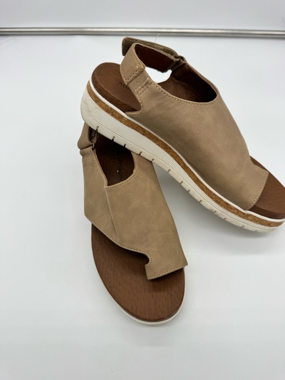Adrienne Vittadini Beige/Tan Open-Toe Slingback Sandals - Picture 2 of 5